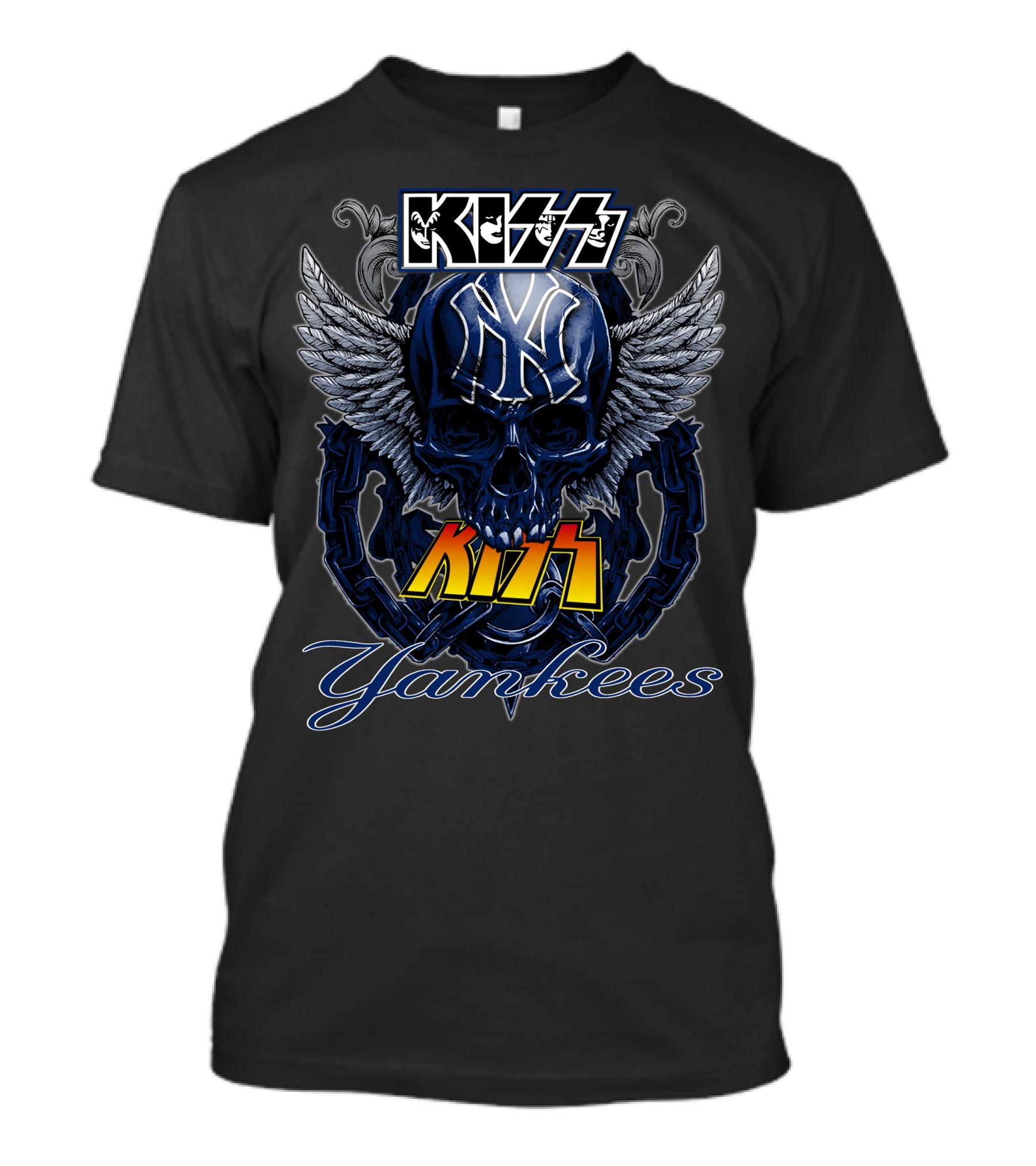 KISS Yankees Skull Wings T-Shirt