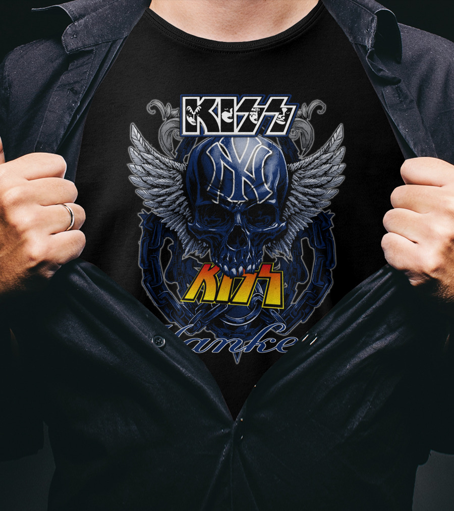 KISS Yankees Skull Wings T-Shirt