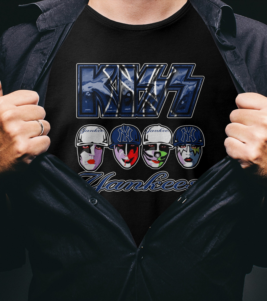 Kiss Yankees New York Yankees Face Paint Baseball Caps T-Shirt