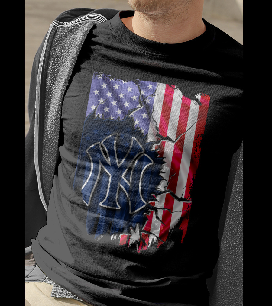 Flag New York Yankees American Pride Rip T-Shirt
