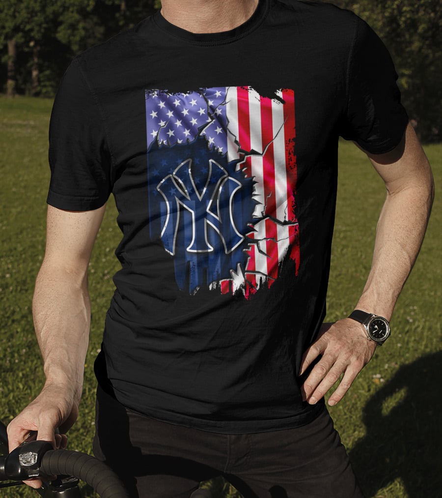 Flag New York Yankees American Pride Rip T-Shirt