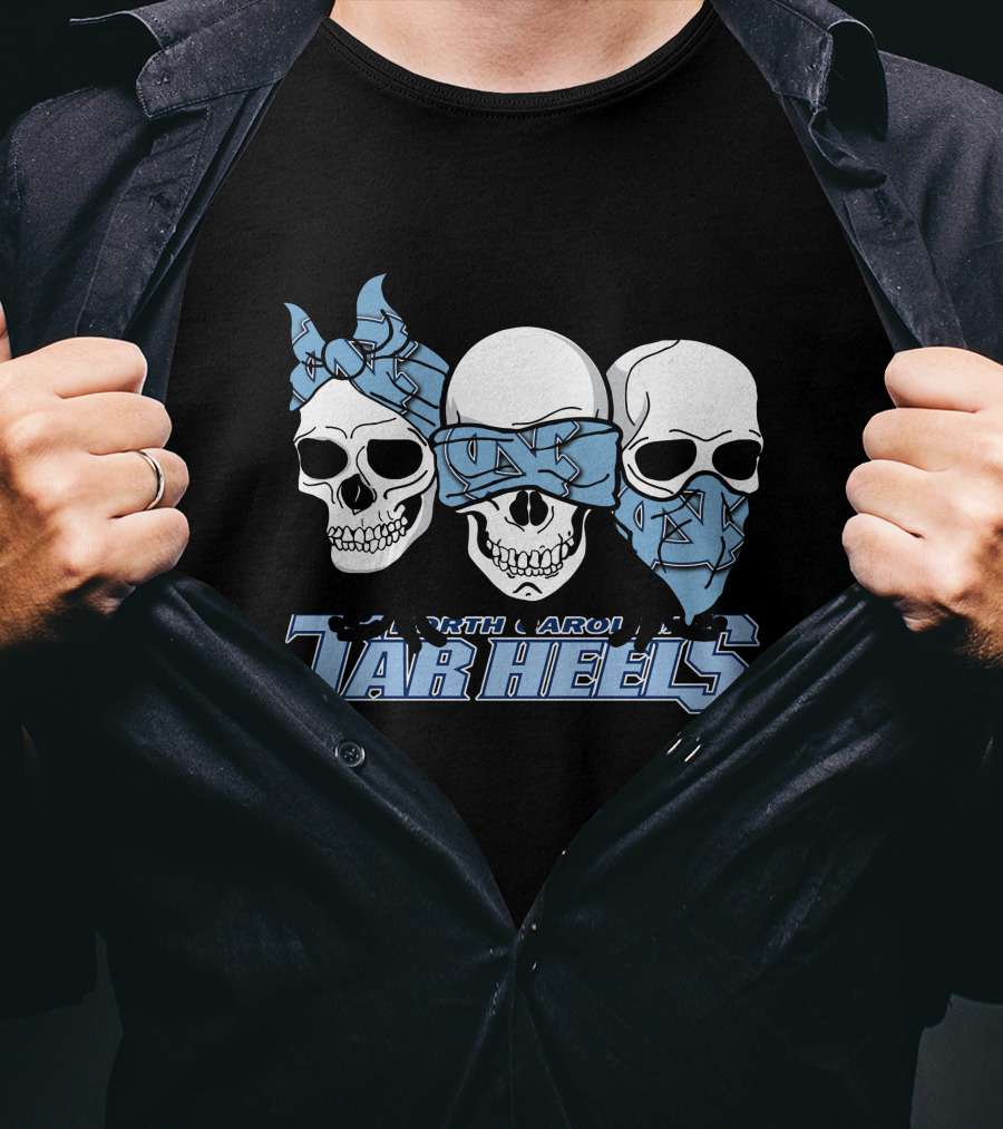 3 Skull North Carolina Tar Heels Bandana T-Shirt