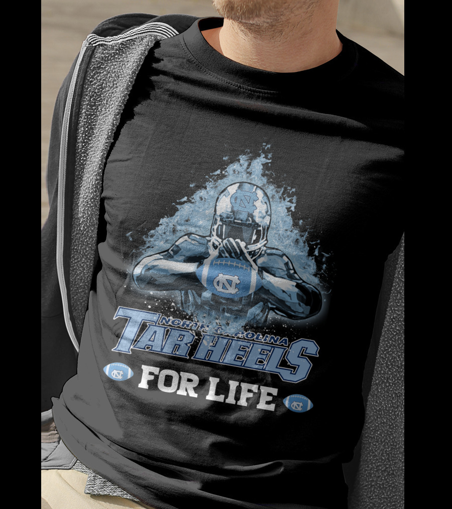 North Carolina Tar Heels For Life Football Player Helmet T-Shirt