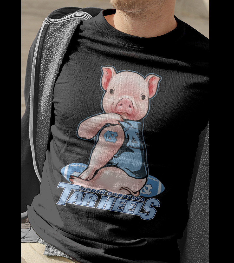 North Carolina Tar Heels Pig With Football And Team T-Shirt