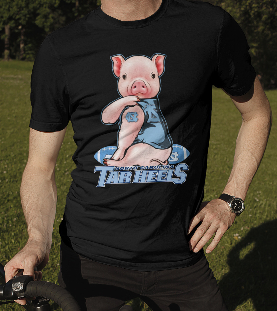 North Carolina Tar Heels Pig With Football And Team T-Shirt