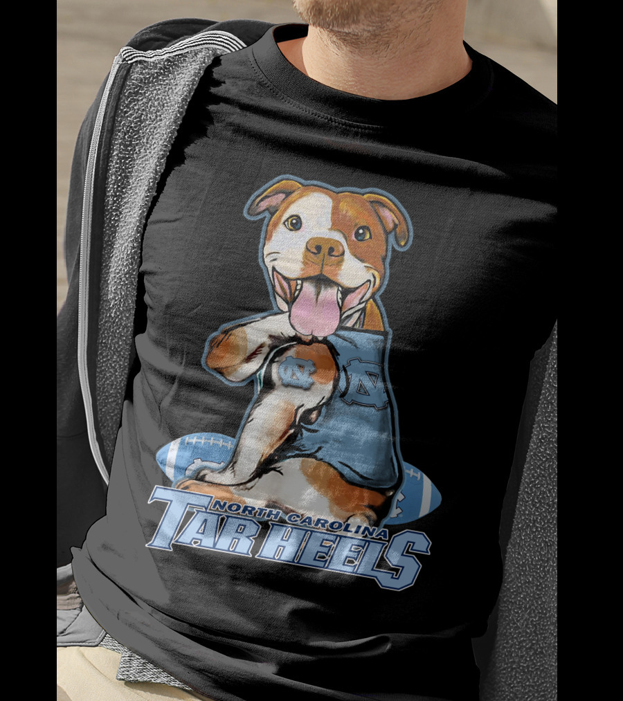 North Carolina Tar Heels Pittbull With Football T-Shirt