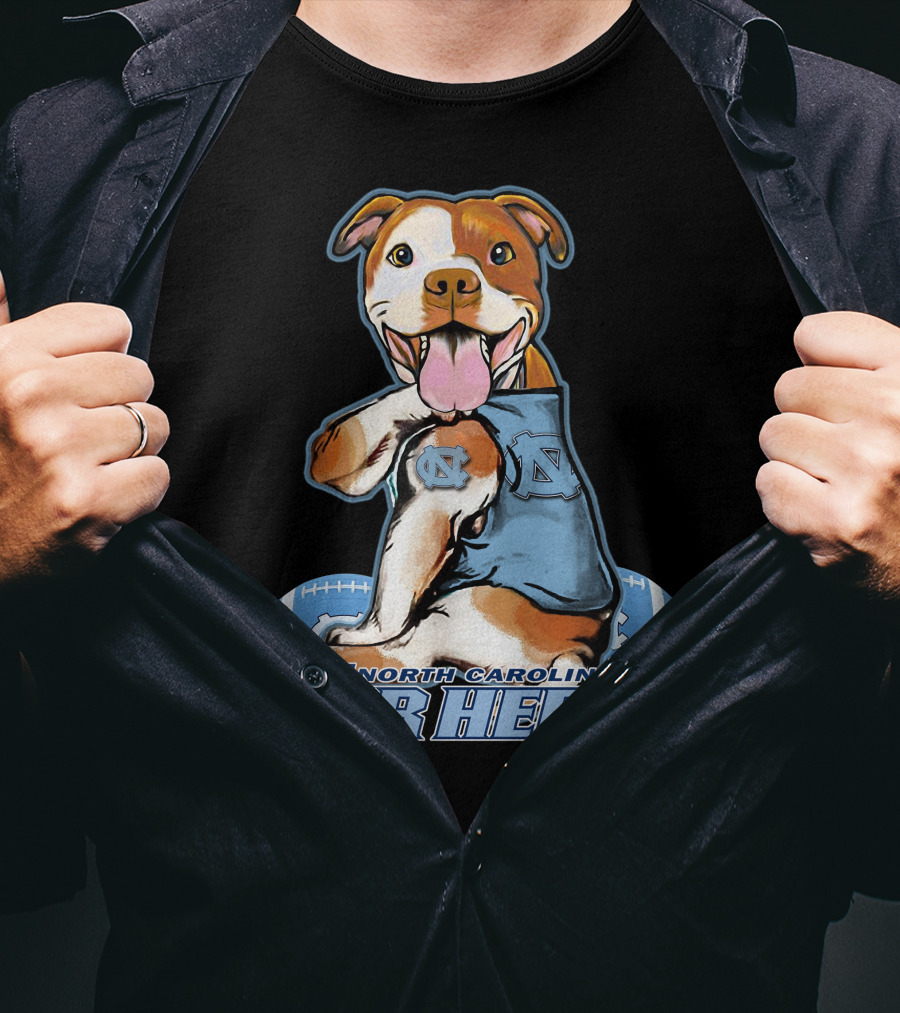 North Carolina Tar Heels Pittbull With Football T-Shirt
