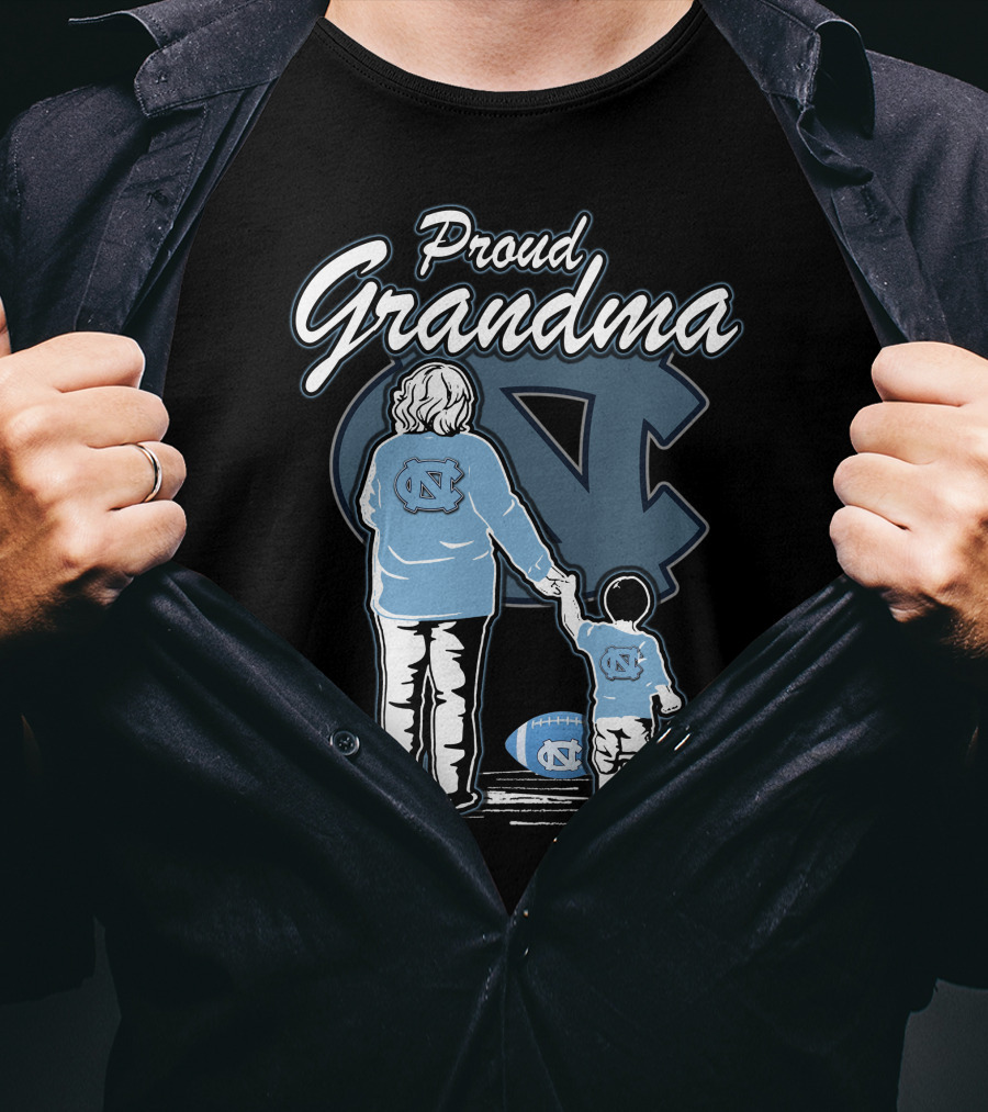 Proud Grandma North Carolina Tar Heels Football Family Connection T-Shirt