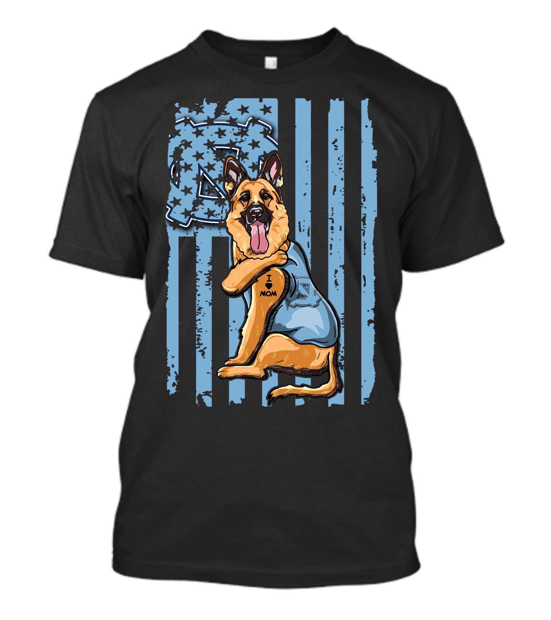 German Shepherd I Love Mom North Carolina Tar Heels T-Shirt