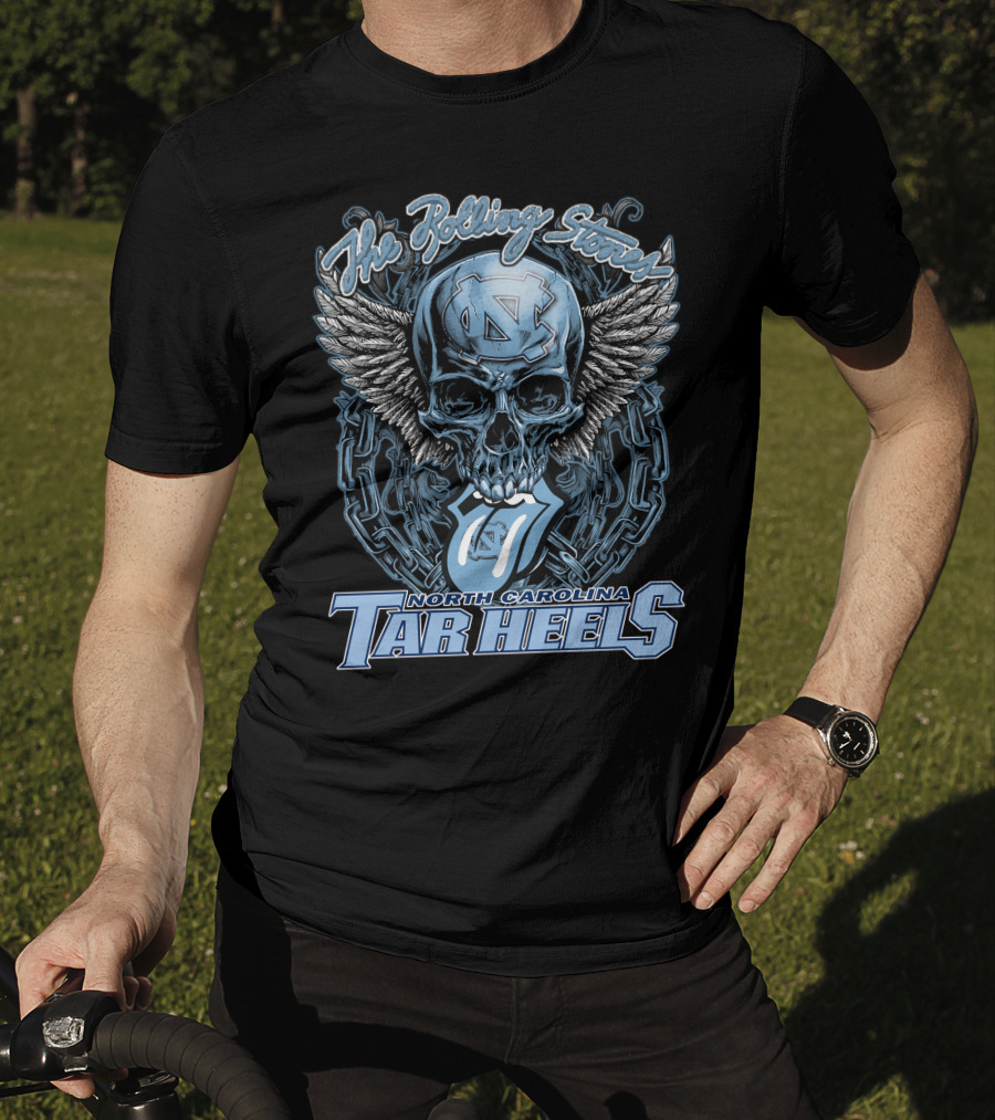 The Rolling Stones North Carolina Tar Heels Skull With Wings And Chain T-Shirt