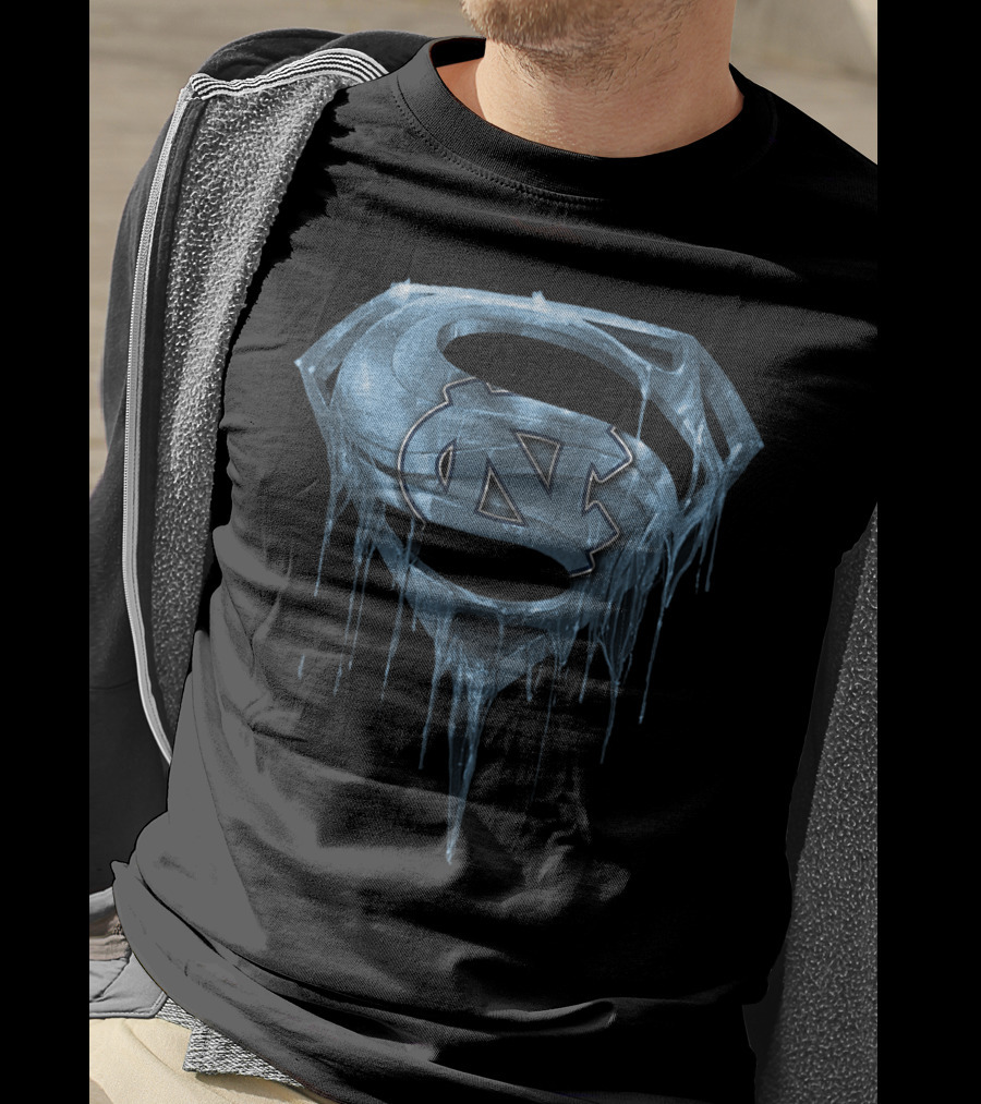 North Carolina Tar Heels Ice Blue Superman Logo Spm T-Shirt