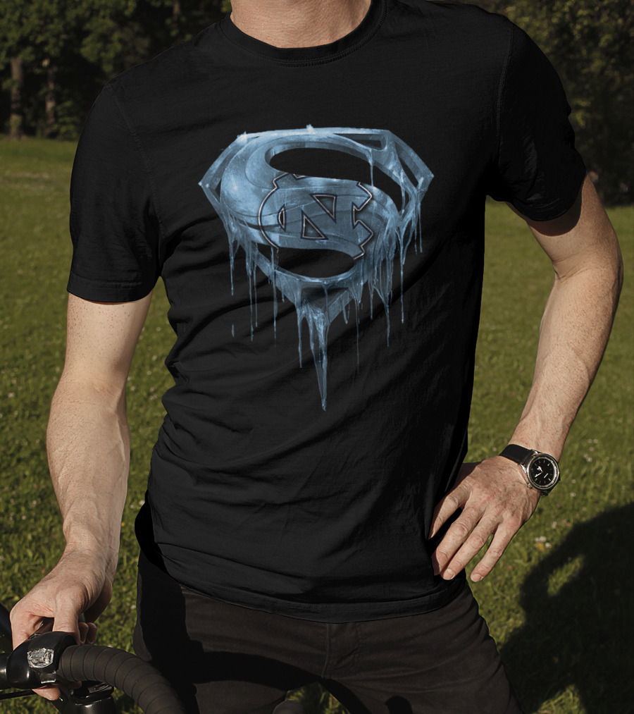 North Carolina Tar Heels Ice Blue Superman Logo Spm T-Shirt