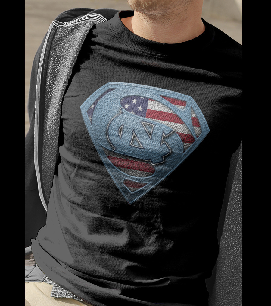 North Carolina Tar Heels American Flag Superhero T-Shirt