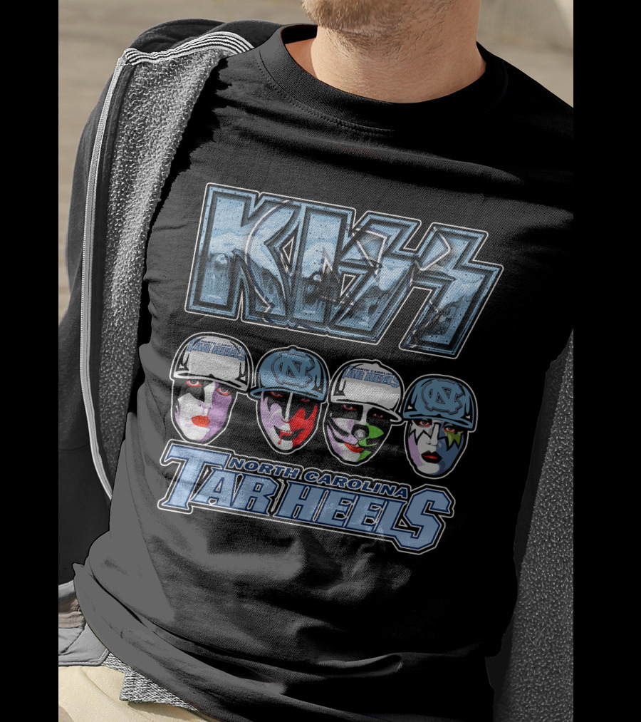 Kiss North Carolina Tar Heels Rock Band Faces Unc Tribute T-Shirt