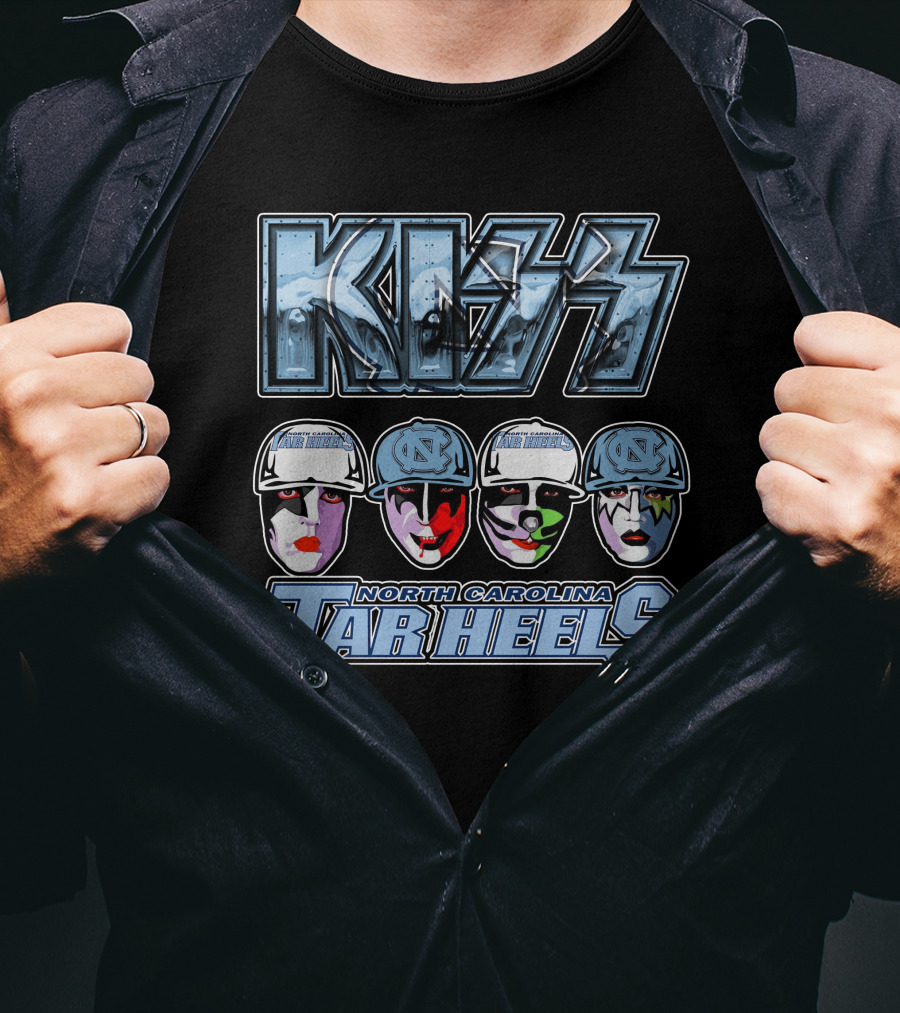 Kiss North Carolina Tar Heels Rock Band Faces Unc Tribute T-Shirt