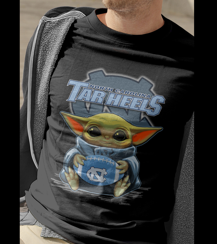 North Carolina Tar Heels Baby Yoda Football T-Shirt