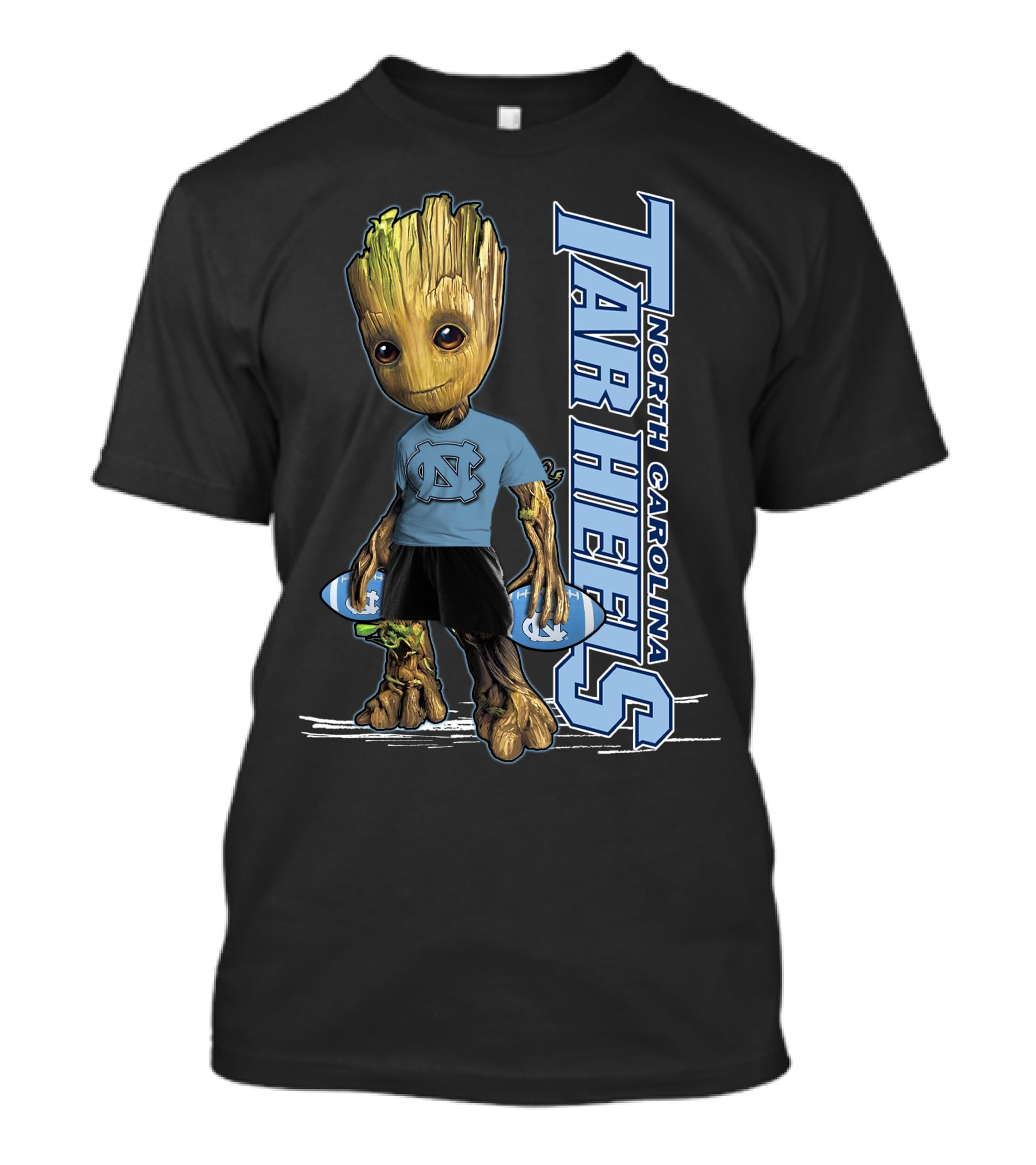 Groot North Carolina Tar Heels Basketball Fan With UNC T-Shirt