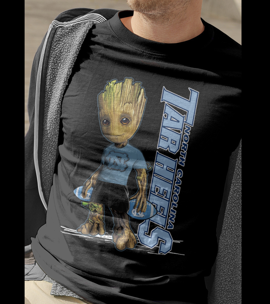 Groot North Carolina Tar Heels Basketball Fan With UNC T-Shirt