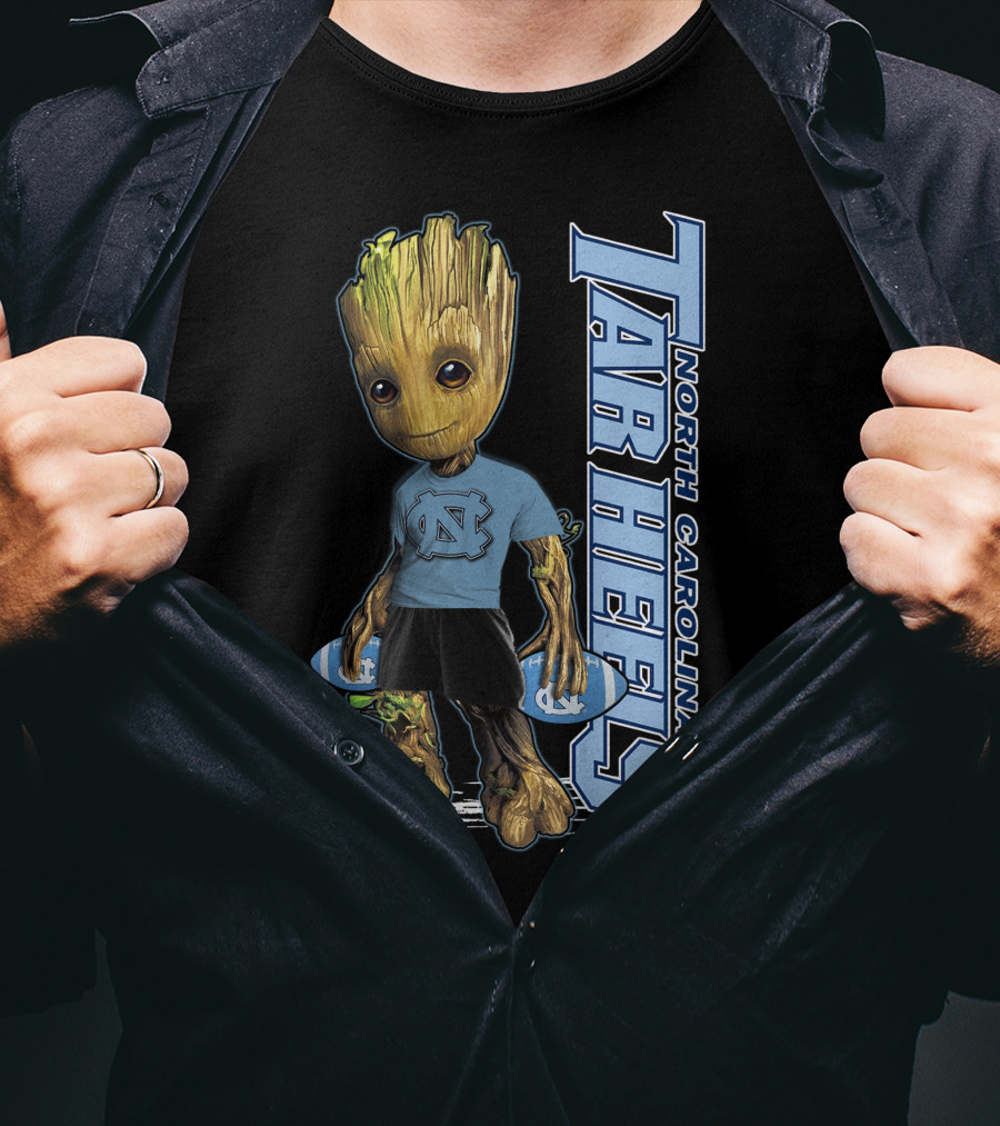 Groot North Carolina Tar Heels Basketball Fan With UNC T-Shirt