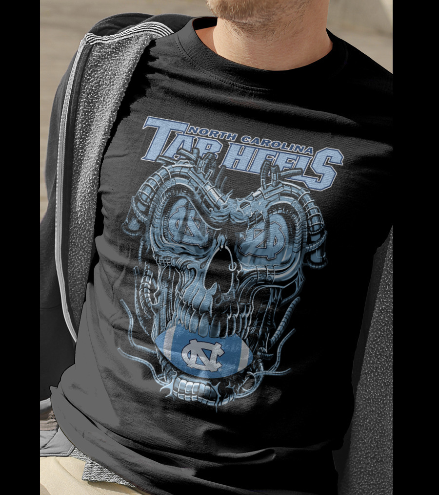 Dragonskull North Carolina Tar Heels Skull Football T-Shirt