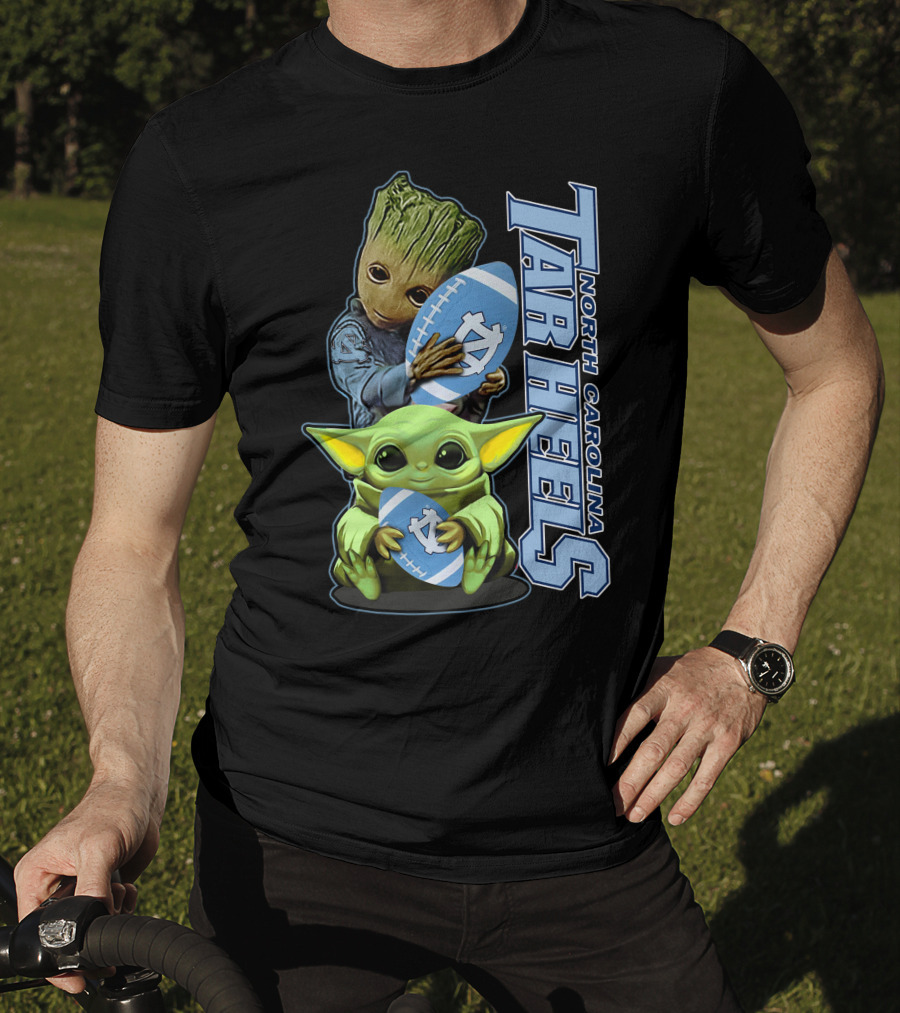 Grzd Baby Alien Groot Holding North Carolina Tar Heels Football T-Shirt