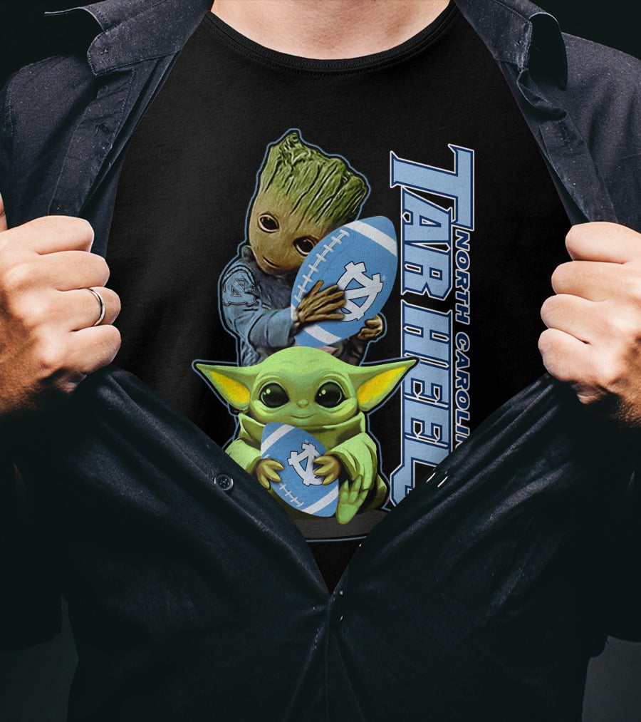 Grzd Baby Alien Groot Holding North Carolina Tar Heels Football T-Shirt