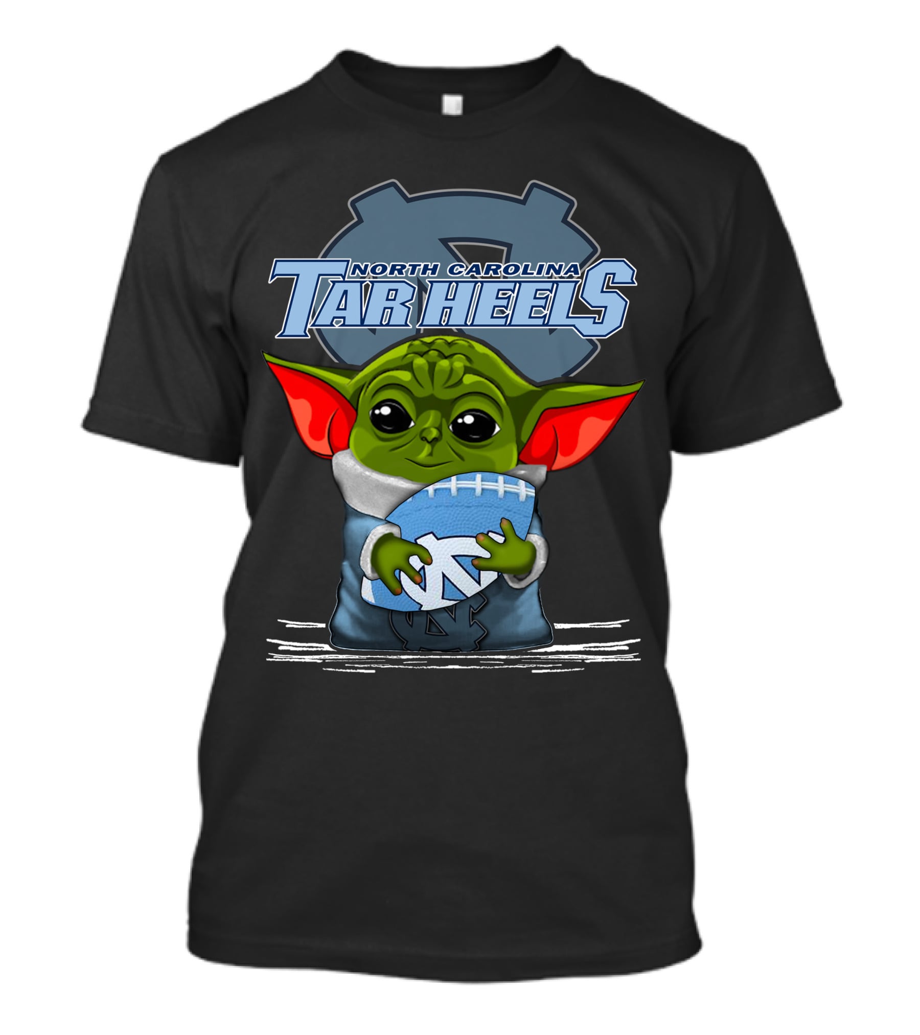 Yoda Holding North Carolina Tar Heels Football With UNC T-Shirt