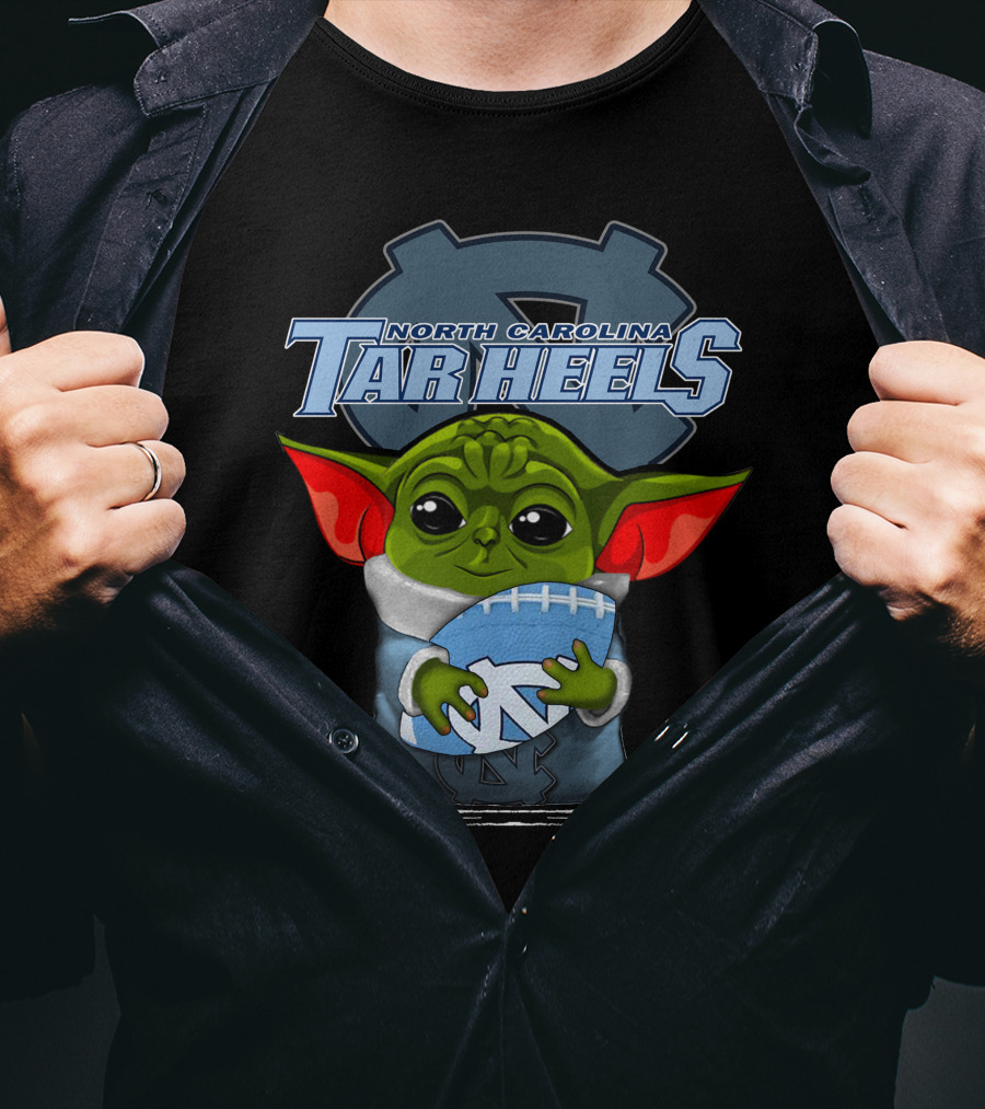 Yoda Holding North Carolina Tar Heels Football With UNC T-Shirt