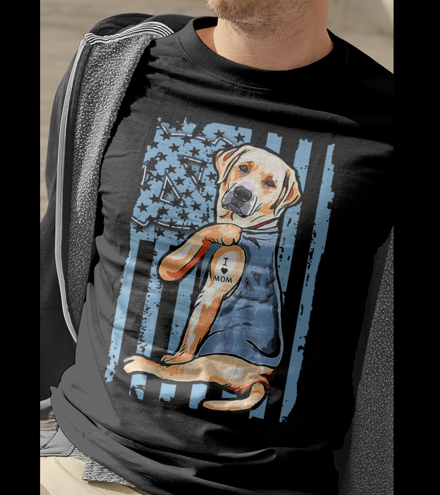 Labrador Retriever I Love Mom North Carolina Tar Heels T-Shirt