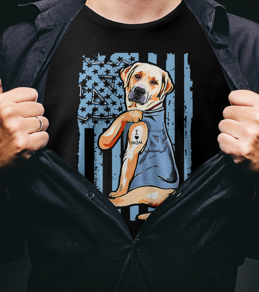 Labrador Retriever I Love Mom North Carolina Tar Heels T-Shirt