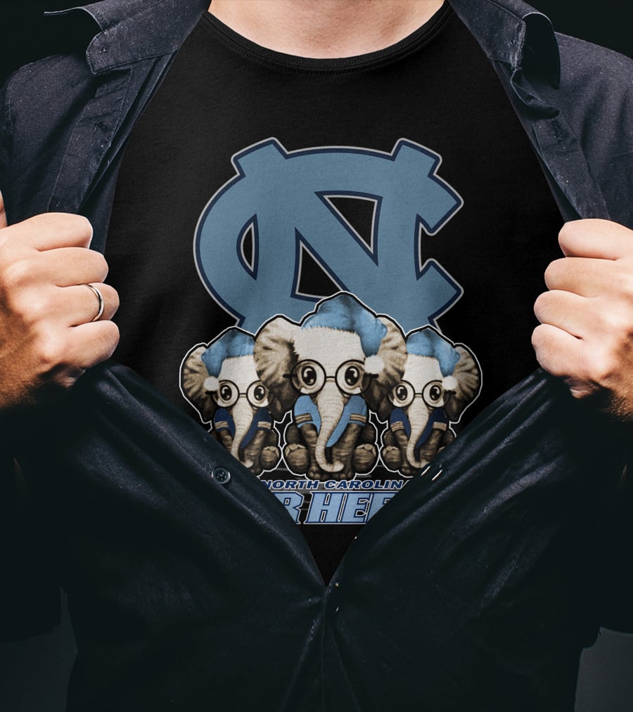 Elephan Xmas North Carolina Tar Heels Holiday Cheer T-Shirt