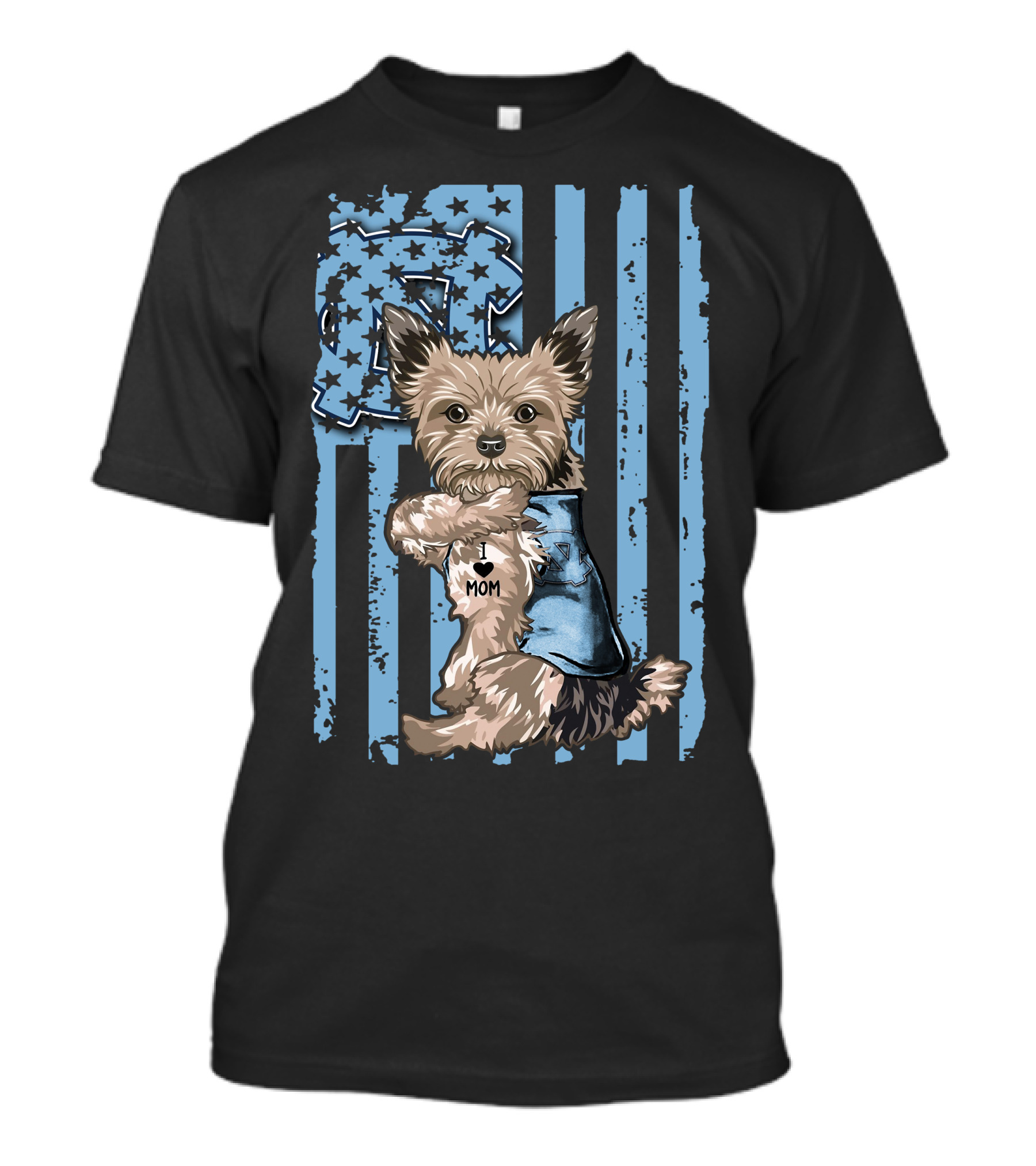 Yorkshire Terrier I Heart Mom North Carolina Tar Heels T-Shirt