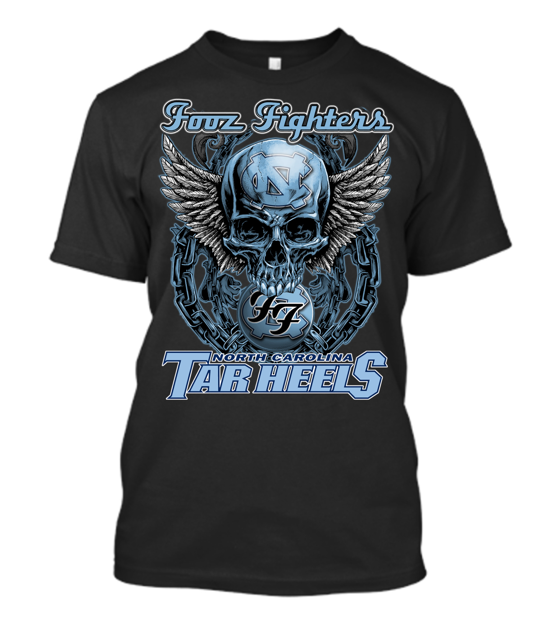 Foo Fighters North Carolina Tar Heels Skull Wings T-Shirt