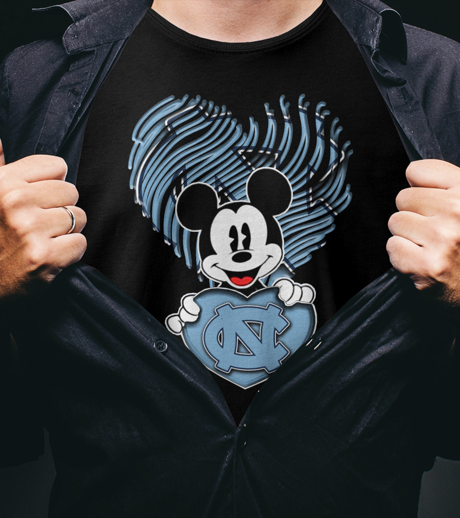 Mick Mouse North Carolina Tar Heels Heart T-Shirt