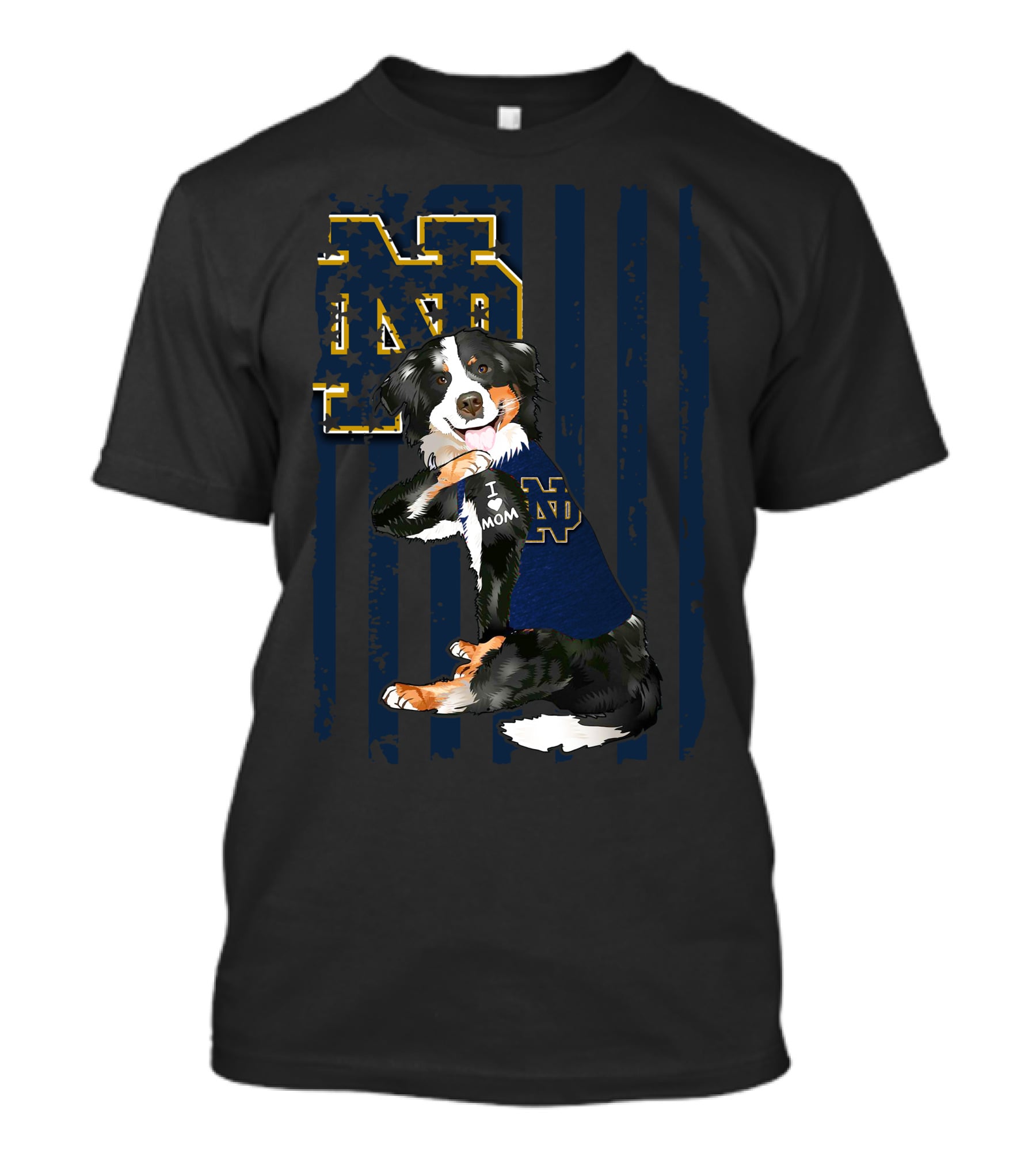 Border Collie Notre Dame Fighting Irish ND I Love Mom T-Shirt
