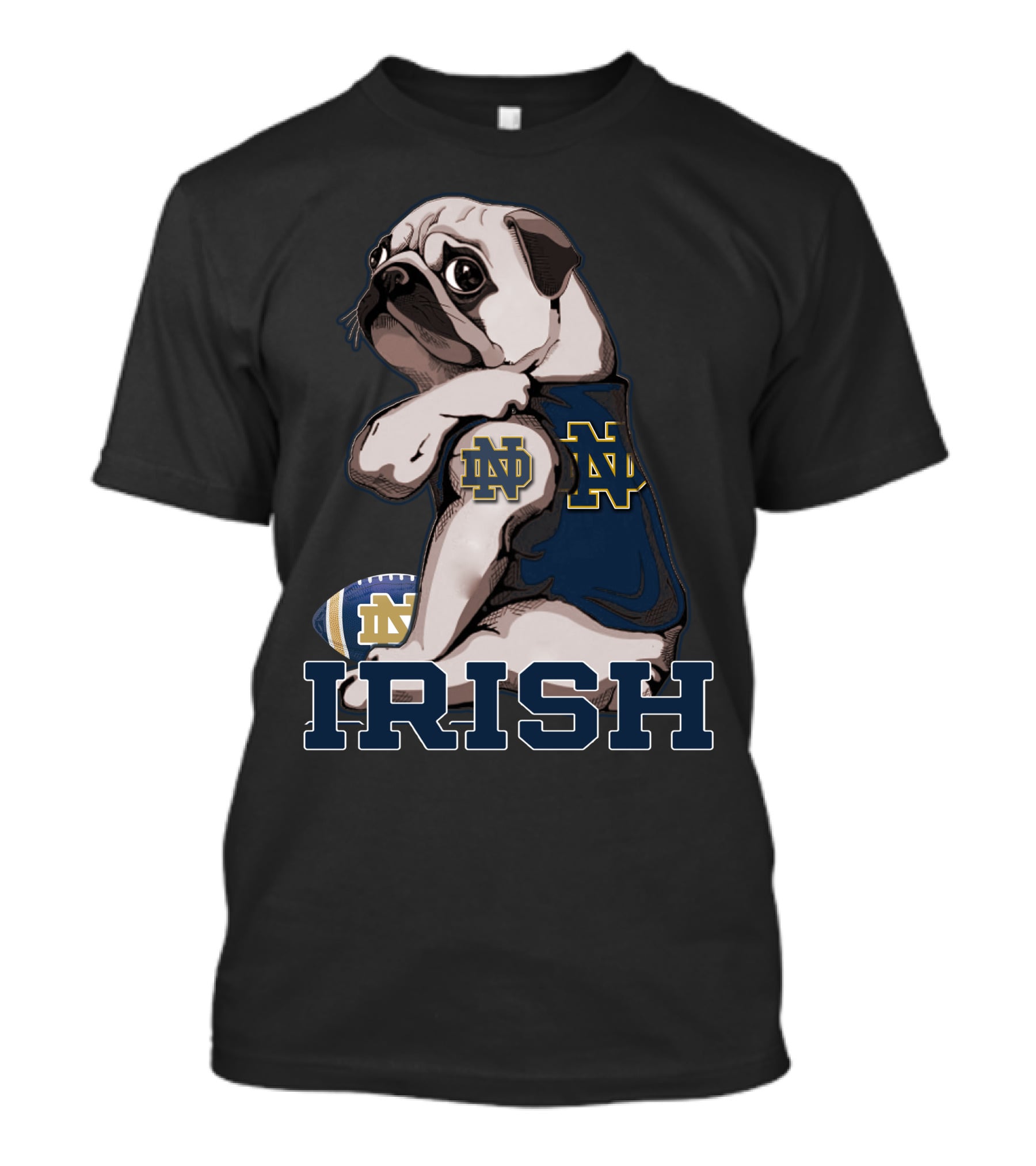 Pug In Notre Dame ND Irish Football Gear T-Shirt