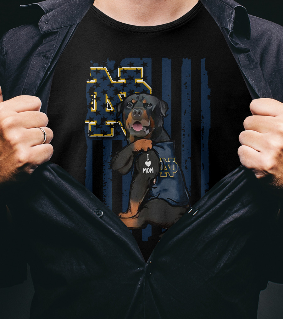 Rottweiler I Love Mom Notre Dame Fighting Irish ND T-Shirt