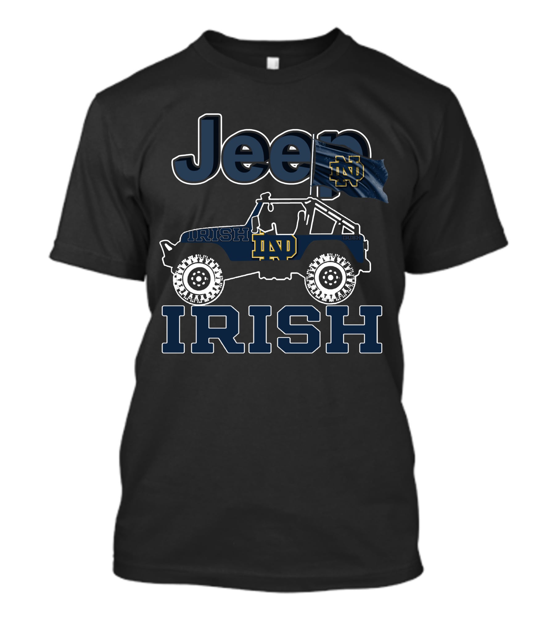 Jeep Notre Dame Fighting Irish ND Jeep With Flag T-Shirt