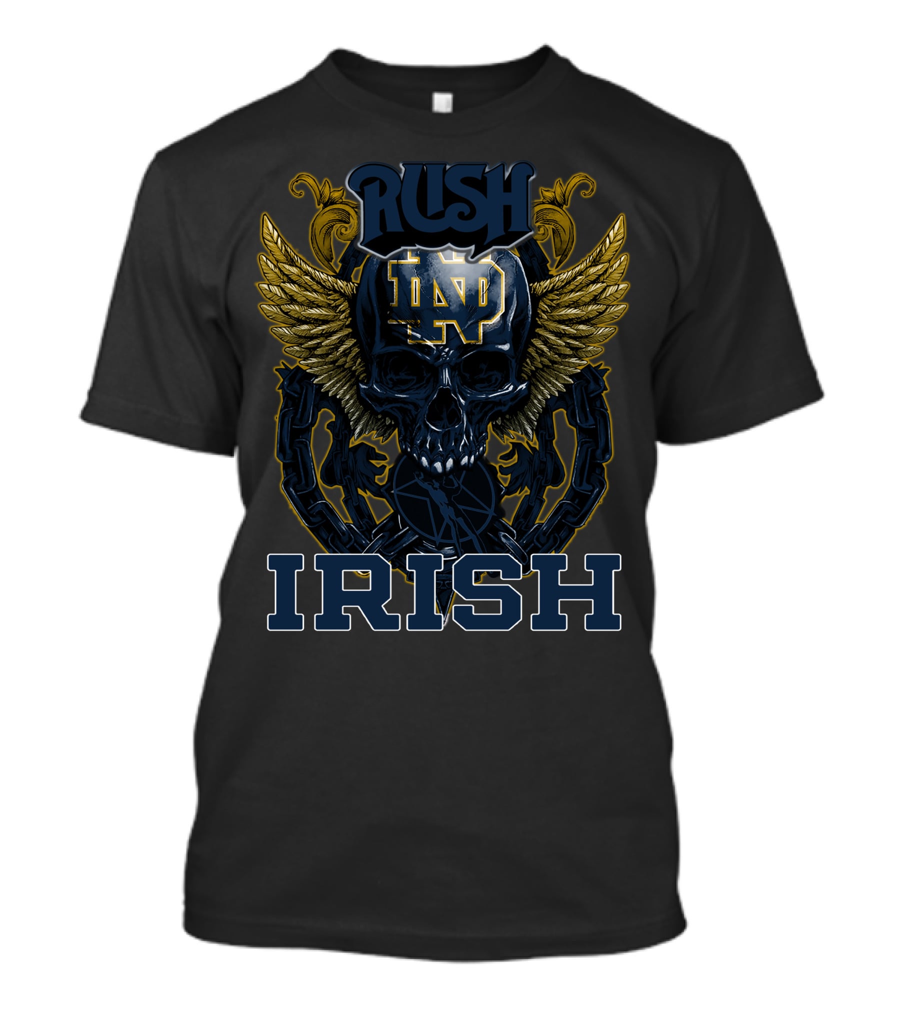 Rush Notre Dame ND Skull Wings Irish T-Shirt