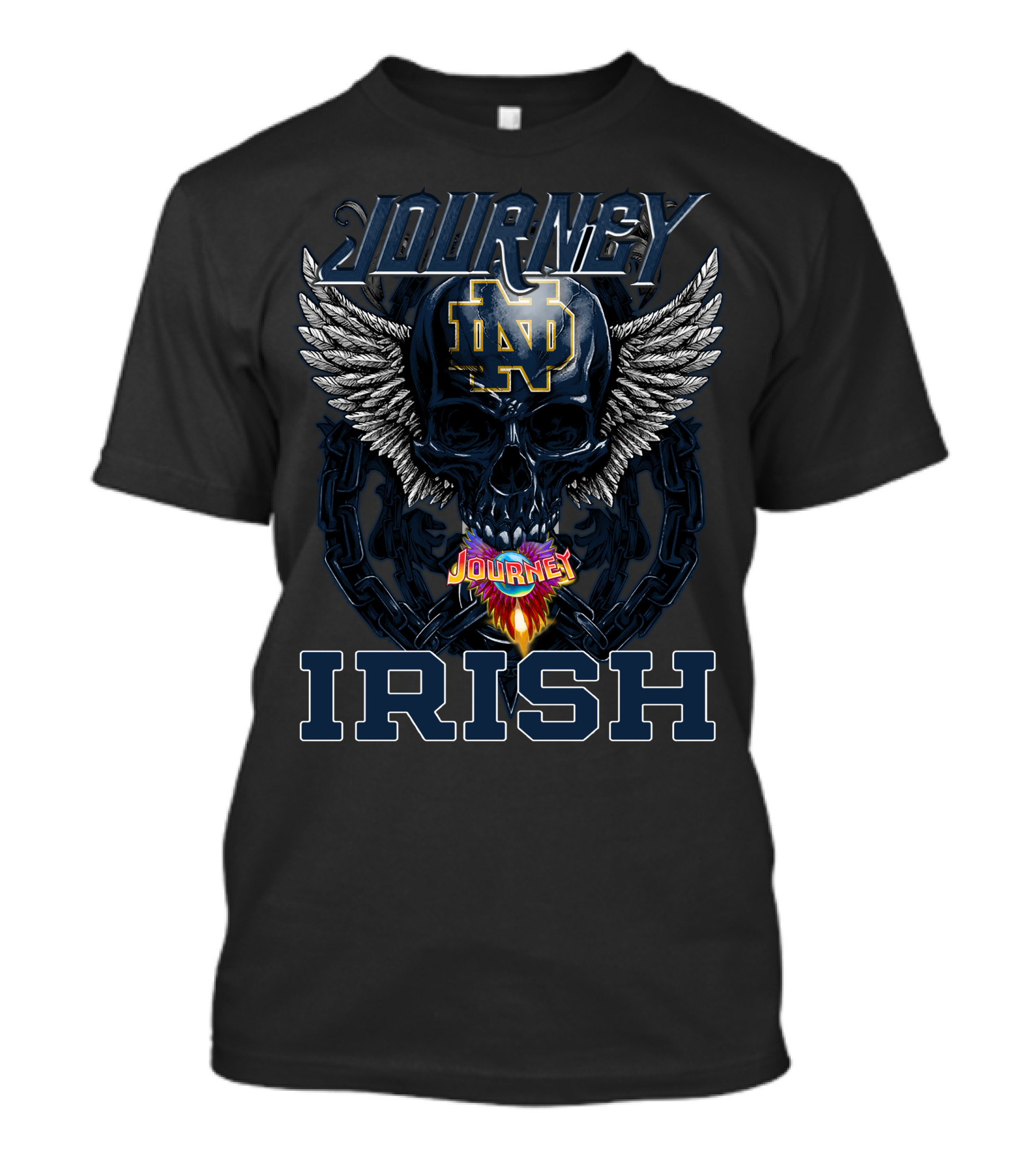 Journey Notre Dame ND Fighting Irish Skull Wings Chain T-Shirt