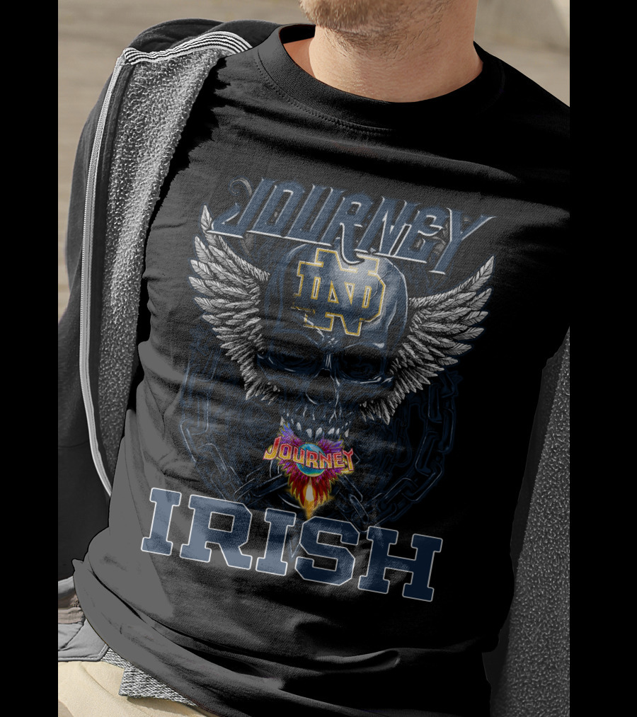 Journey Notre Dame ND Fighting Irish Skull Wings Chain T-Shirt