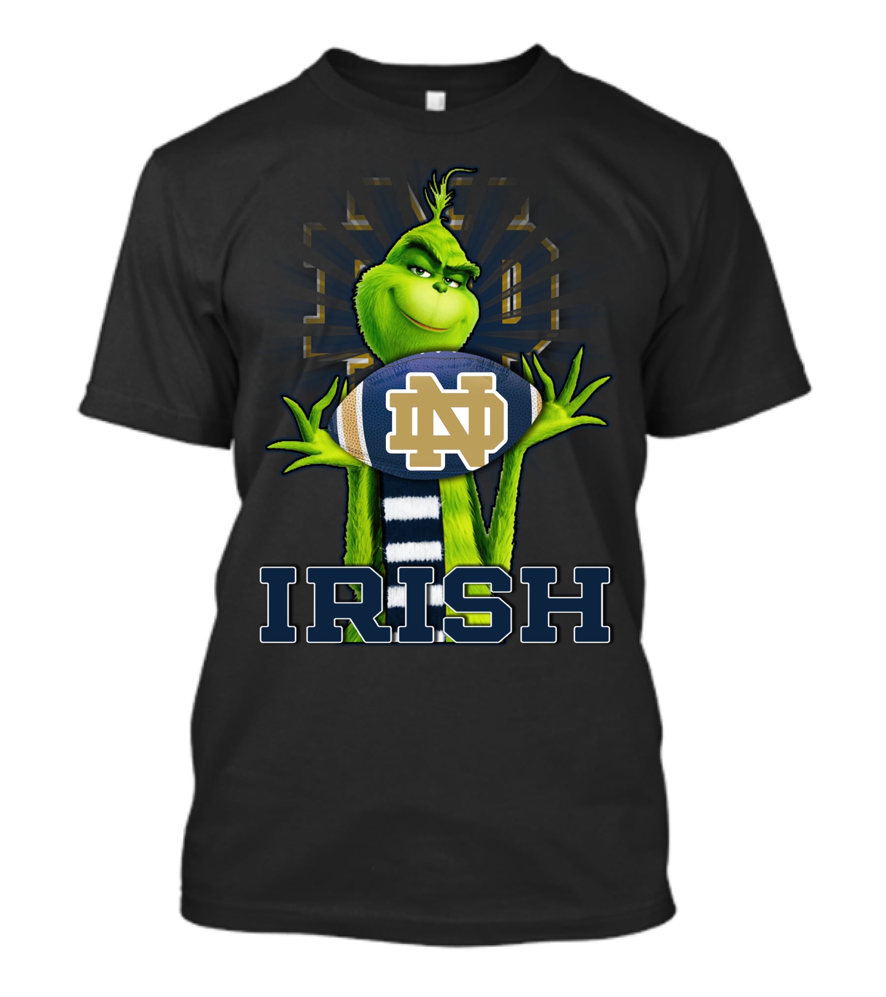 Grinch Holding Notre Dame Football Irish T-Shirt
