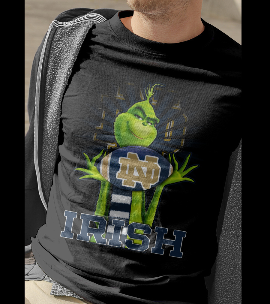 Grinch Holding Notre Dame Football Irish T-Shirt