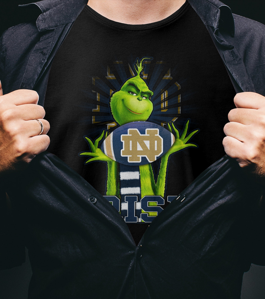 Grinch Holding Notre Dame Football Irish T-Shirt