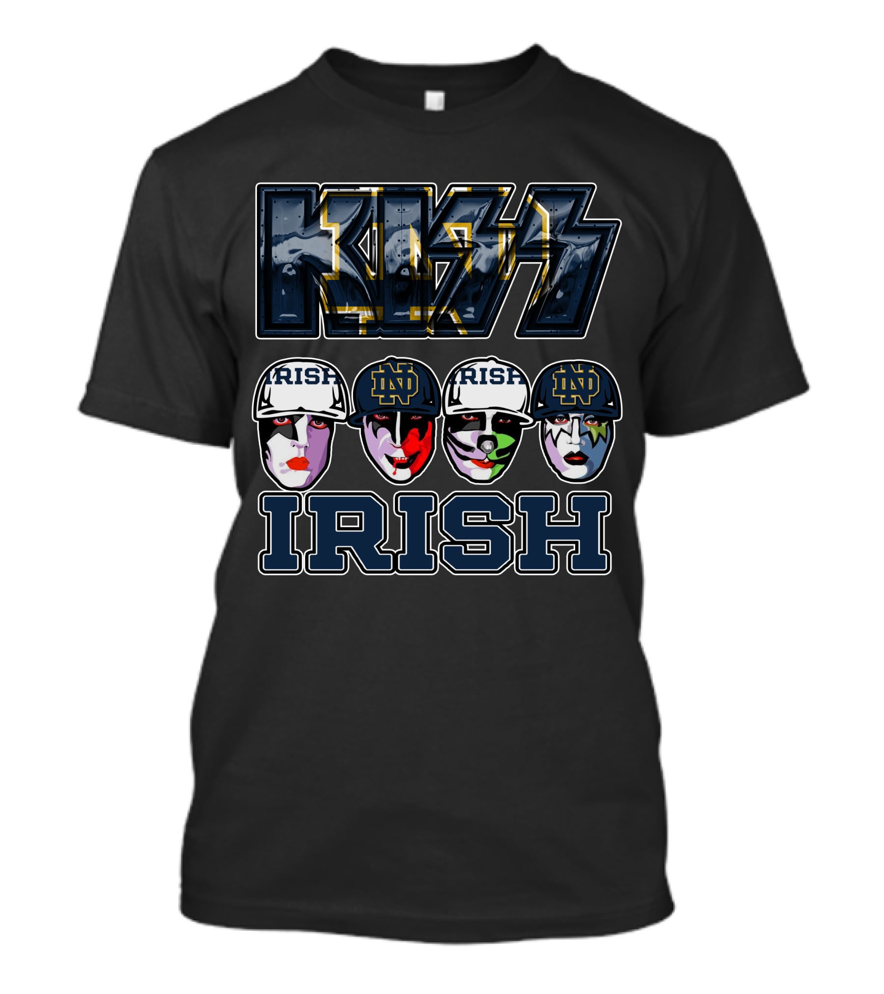 Kiss Notre Dame Fighting Irish IRISH ND Facepaint Helmets T-Shirt