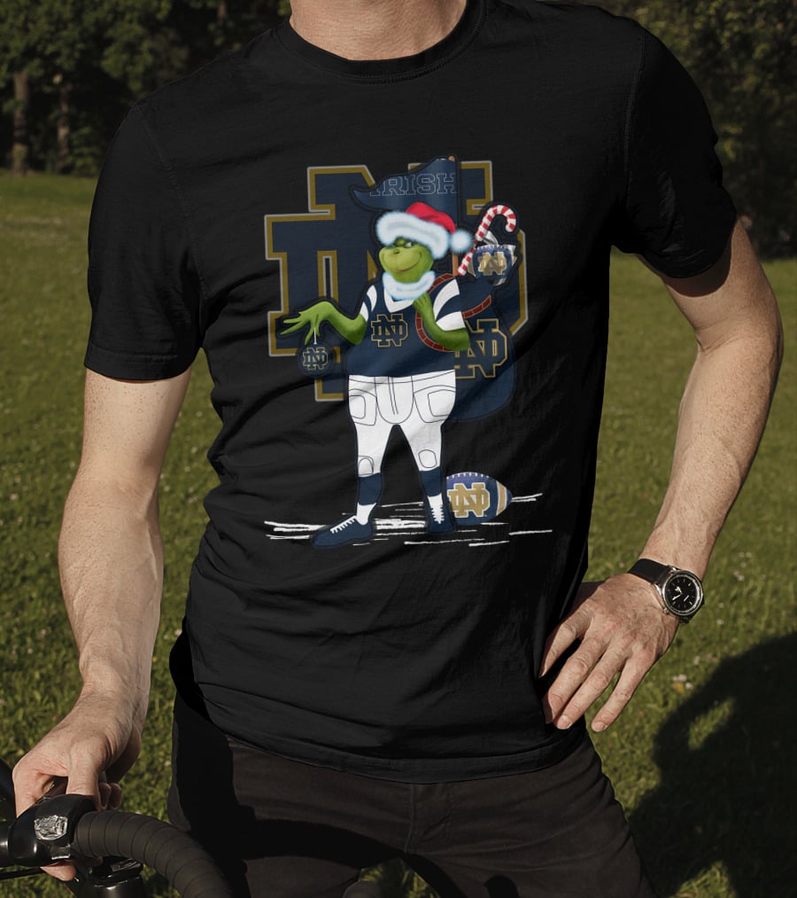 Grinchxmas Irish Notre Dame Fighting Irish Football Santa Holiday T-Shirt
