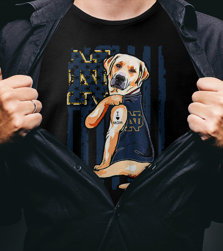 Notre Dame Fighting Irish Labrador Retriever I Love Mom T-Shirt