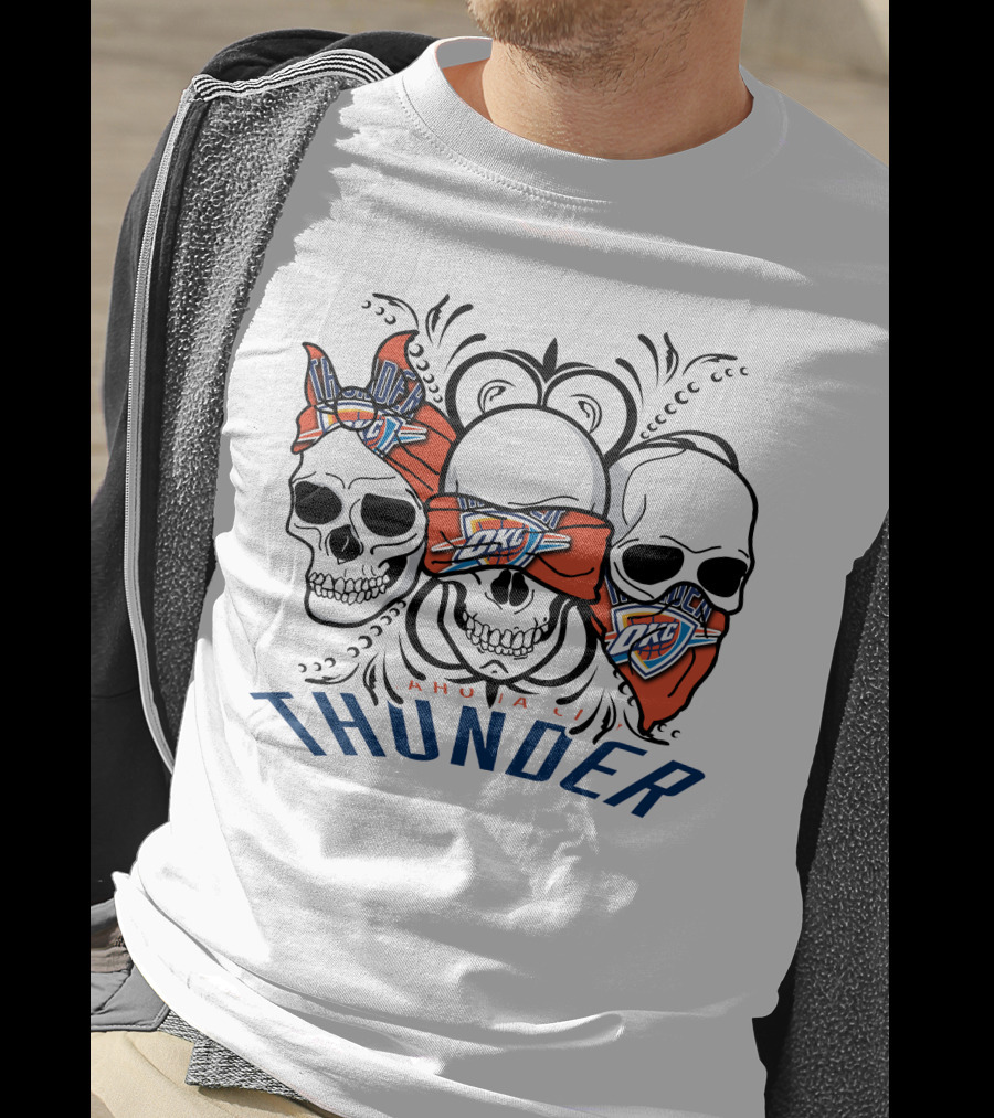 Oklahoma City Thunder Three Skull Bandana OKC T-Shirt