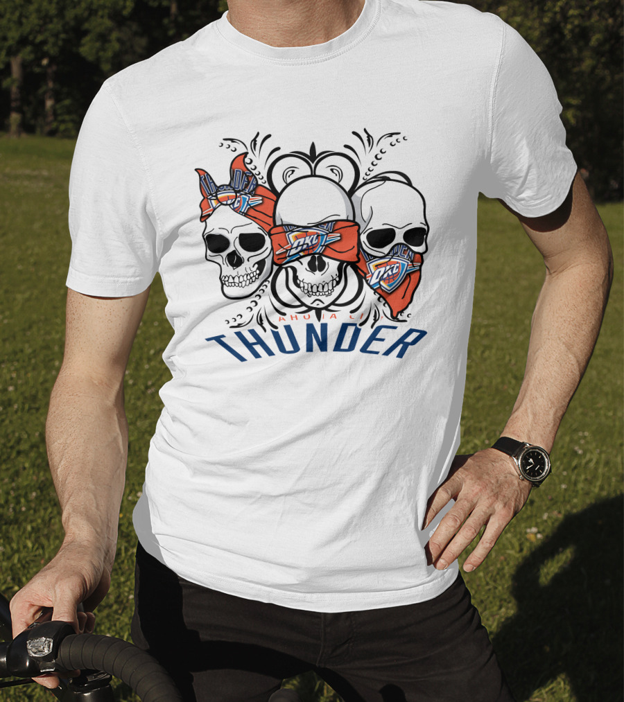 Oklahoma City Thunder Three Skull Bandana OKC T-Shirt