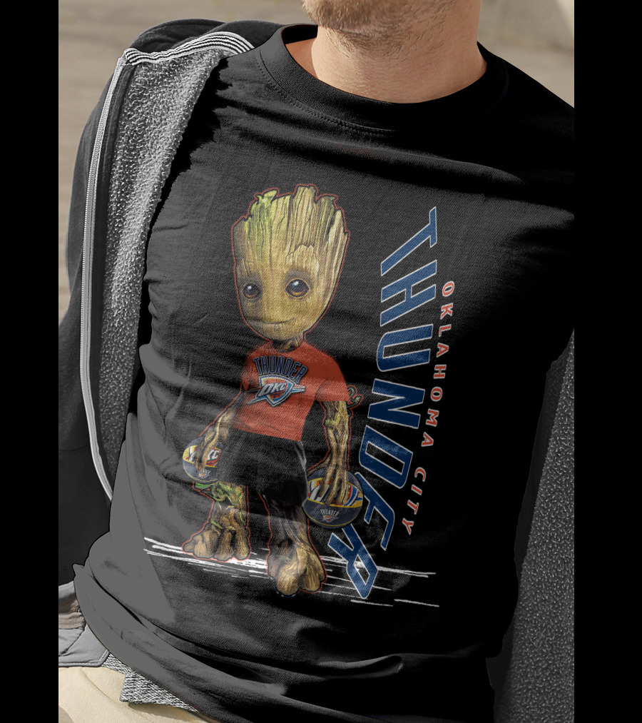 Groot Holding Oklahoma City Thunder Basketballs T-Shirt